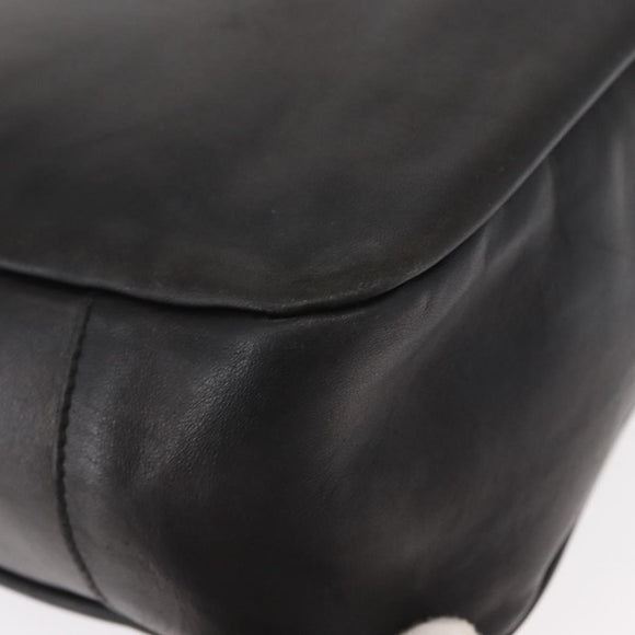 Salvatore Ferragamo Gancini Shoulder Bag Leather Black Gold Auth hk3306