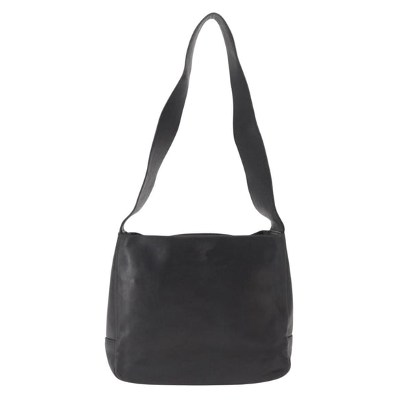 Salvatore Ferragamo Gancini Shoulder Bag Leather Black Gold Auth hk3306