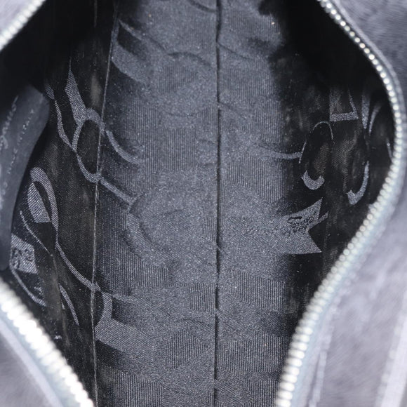 Salvatore Ferragamo Gancini Shoulder Bag Leather Gray Silver Auth hk3307