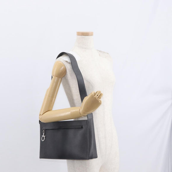 Salvatore Ferragamo Gancini Shoulder Bag Leather Gray Silver Auth hk3307