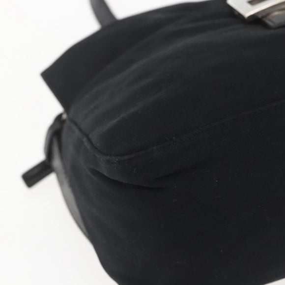 FENDI Mamma Baguette Shoulder Bag Nylon Black Silver Auth hk3309