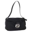 FENDI Mamma Baguette Shoulder Bag Nylon Black Silver Auth hk3309-1