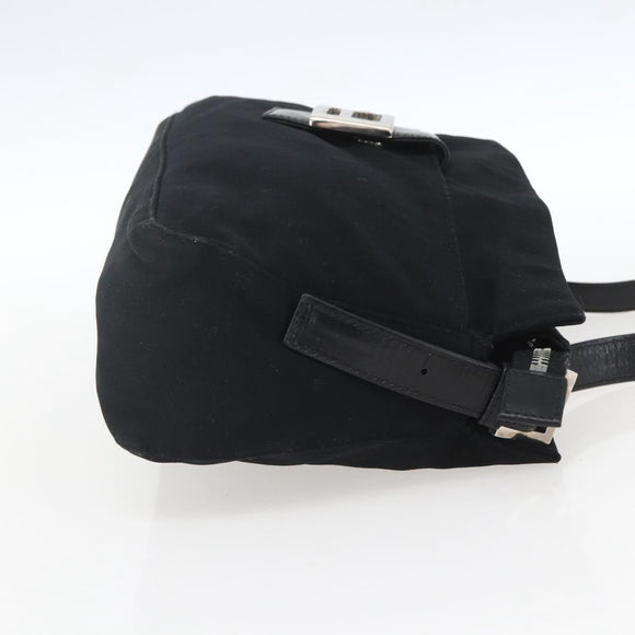 FENDI Mamma Baguette Shoulder Bag Nylon Black Silver Auth hk3309