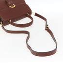 VALENTINO Hand Bag Leather 2way Brown Gold Auth hk3311-8
