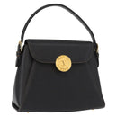 VALENTINO Hand Bag Leather Black Gold Auth hk3312-1