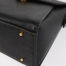 VALENTINO Hand Bag Leather Black Gold Auth hk3312-15