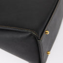 VALENTINO Hand Bag Leather Black Gold Auth hk3312-16