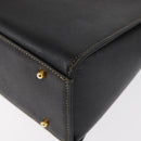 VALENTINO Hand Bag Leather Black Gold Auth hk3312-17