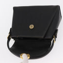 VALENTINO Hand Bag Leather Black Gold Auth hk3312-9