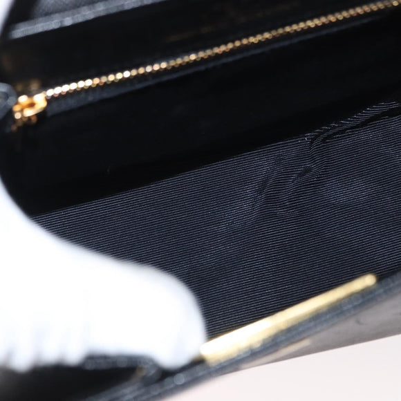VALENTINO Hand Bag Leather Black Gold Auth hk3312