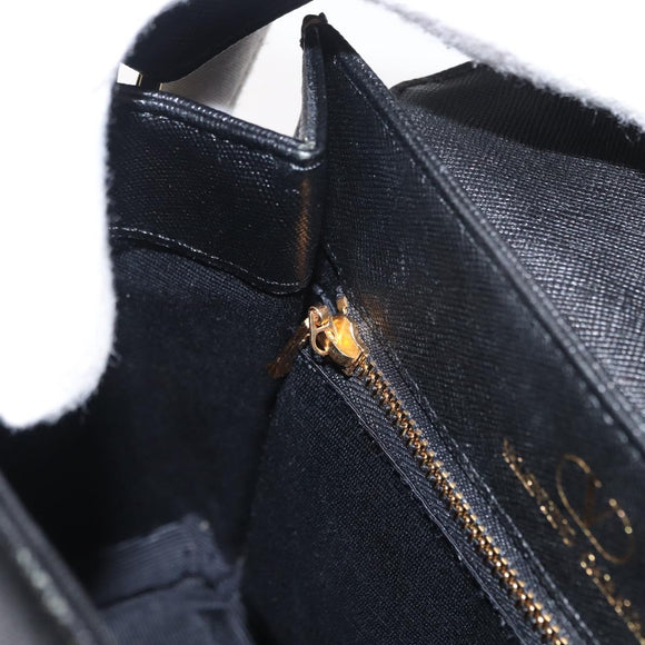 VALENTINO Hand Bag Leather Black Gold Auth hk3312
