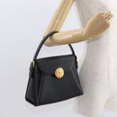 VALENTINO Hand Bag Leather Black Gold Auth hk3312-22