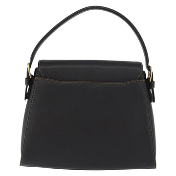 VALENTINO Hand Bag Leather Black Gold Auth hk3312 - 0