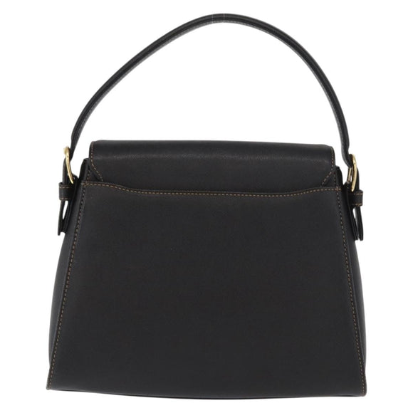 VALENTINO Hand Bag Leather Black Gold Auth hk3312