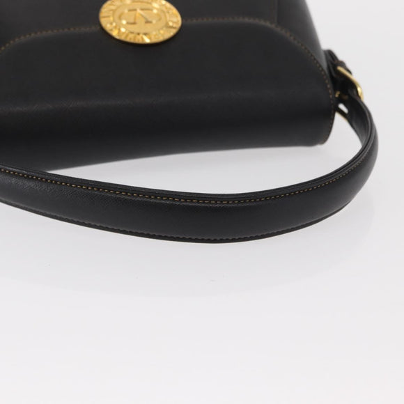 VALENTINO Hand Bag Leather Black Gold Auth hk3312