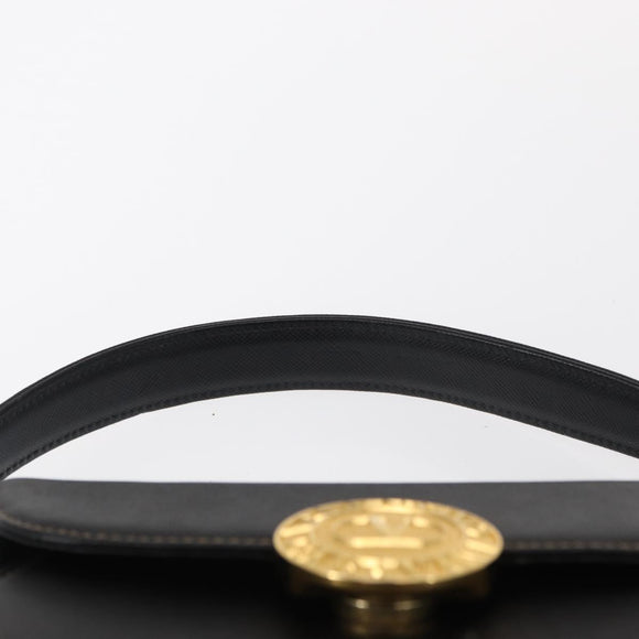 VALENTINO Hand Bag Leather Black Gold Auth hk3312