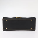 VALENTINO Hand Bag Leather Black Gold Auth hk3312-5