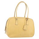 PRADA Shoulder Bag Leather Yellow Silver Auth hk3313-1