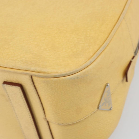 PRADA Shoulder Bag Leather Yellow Silver Auth hk3313