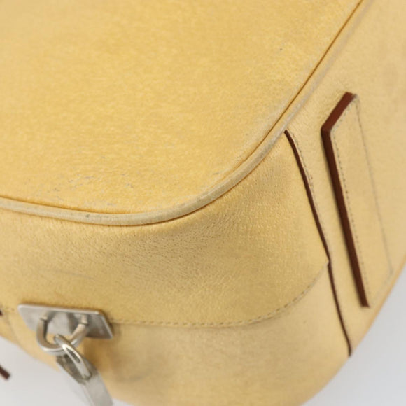 PRADA Shoulder Bag Leather Yellow Silver Auth hk3313