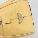 PRADA Shoulder Bag Leather Yellow Silver Auth hk3313-14