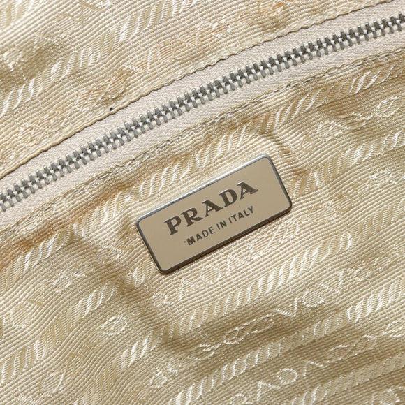 PRADA Shoulder Bag Leather Yellow Silver Auth hk3313