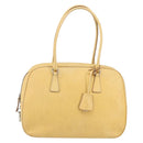 PRADA Shoulder Bag Leather Yellow Silver Auth hk3313-2