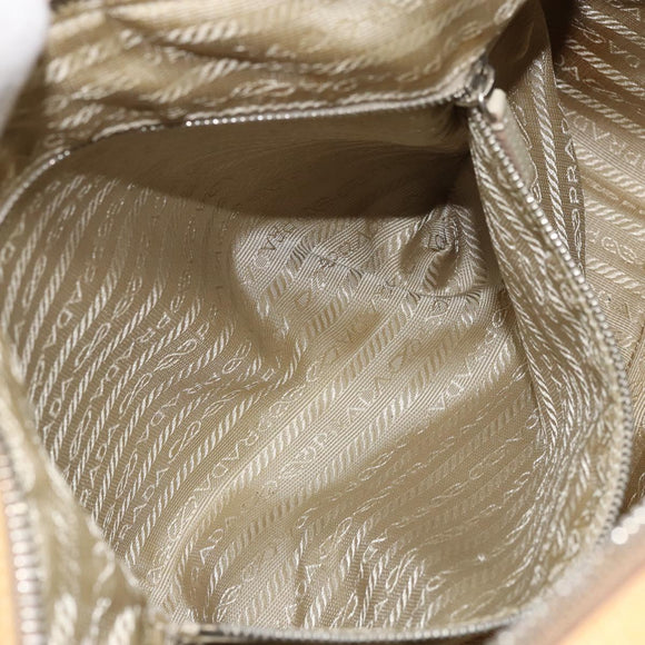 PRADA Shoulder Bag Leather Yellow Silver Auth hk3313
