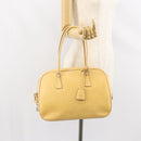 PRADA Shoulder Bag Leather Yellow Silver Auth hk3313-24