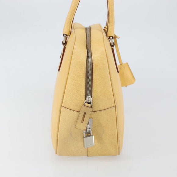 PRADA Shoulder Bag Leather Yellow Silver Auth hk3313
