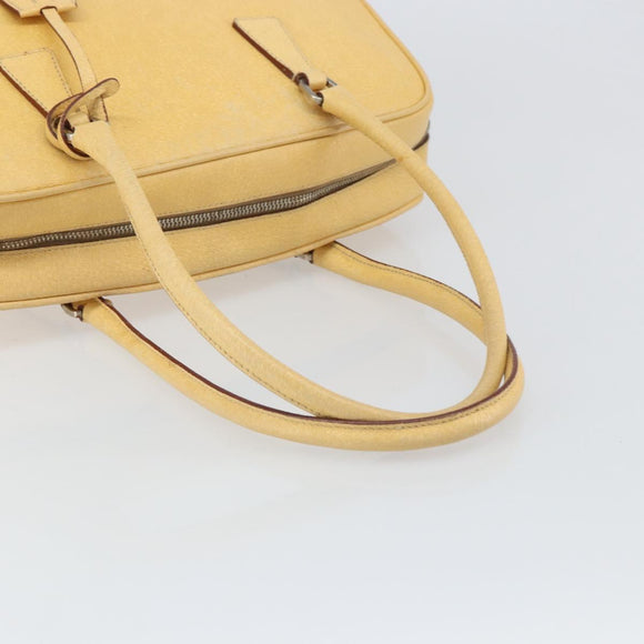 PRADA Shoulder Bag Leather Yellow Silver Auth hk3313