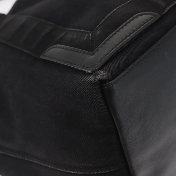 BALENCIAGA Navy Cabas S Hand Bag Canvas Black 339933 Auth hk3318