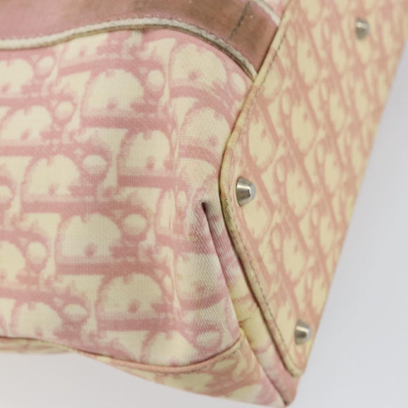 Christian Dior Trotter Canvas Tote Bag PVC Pink Silver Auth hk3319