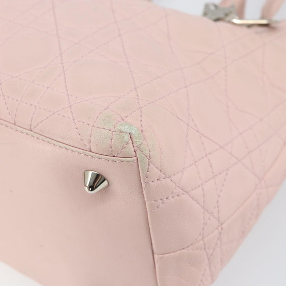 Christian Dior Canage Hand Bag Leather Pink Silver Auth hk3320