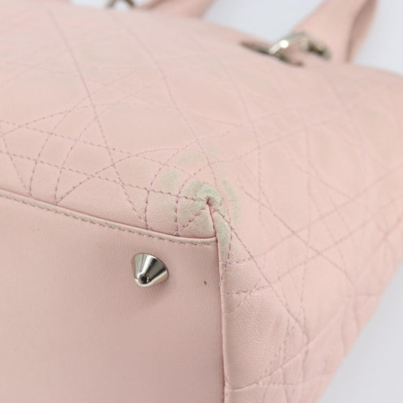 Christian Dior Canage Hand Bag Leather Pink Silver Auth hk3320