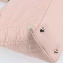 Christian Dior Canage Hand Bag Leather Pink Silver Auth hk3320-16