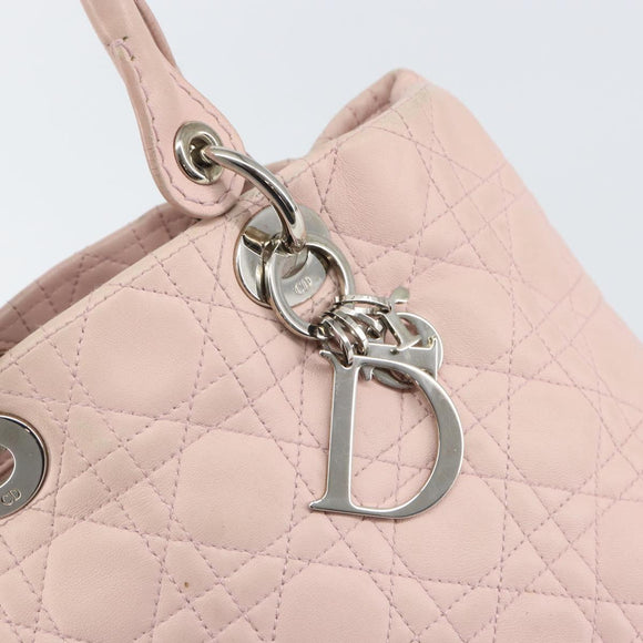 Christian Dior Canage Hand Bag Leather Pink Silver Auth hk3320