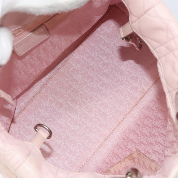 Christian Dior Canage Hand Bag Leather Pink Silver Auth hk3320