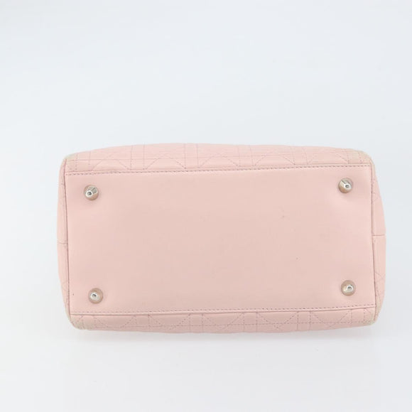 Christian Dior Canage Hand Bag Leather Pink Silver Auth hk3320