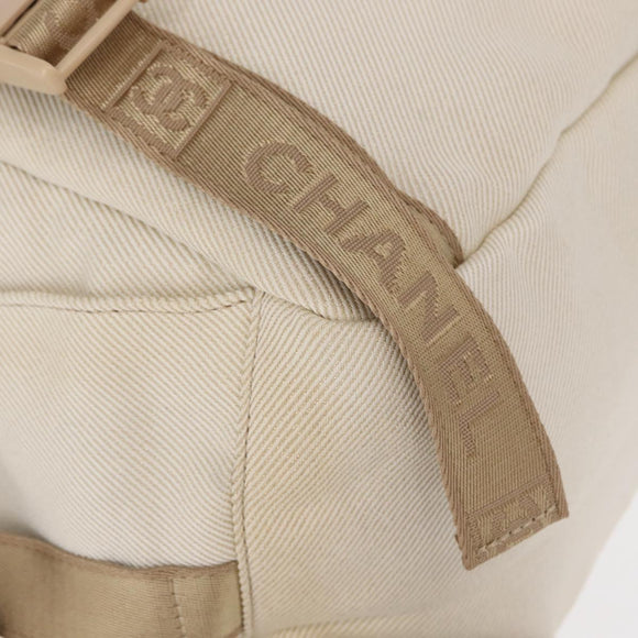 CHANEL Sports Backpack Canvas Beige Gold CC Auth hk3321V