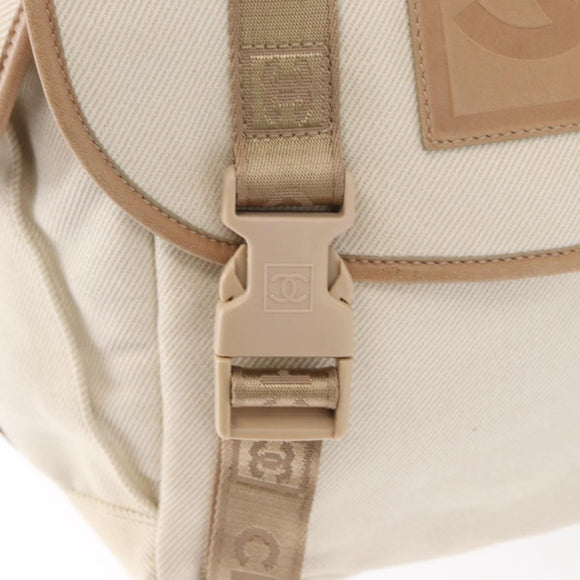 CHANEL Sports Backpack Canvas Beige Gold CC Auth hk3321V