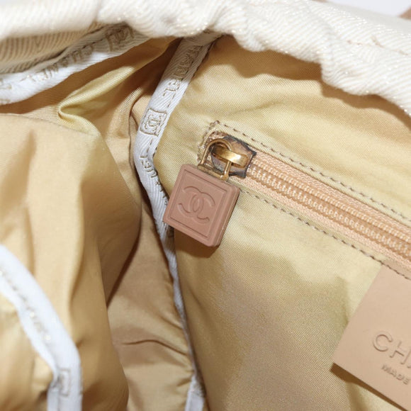 CHANEL Sports Backpack Canvas Beige Gold CC Auth hk3321V