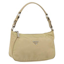 PRADA Shoulder Bag Nylon Beige Silver Auth hk3322-1