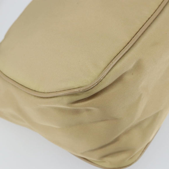 PRADA Shoulder Bag Nylon Beige Silver Auth hk3322