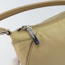 PRADA Shoulder Bag Nylon Beige Silver Auth hk3322-10