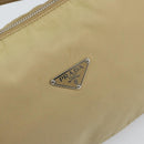 PRADA Shoulder Bag Nylon Beige Silver Auth hk3322-17