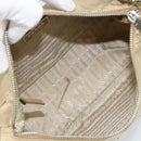 PRADA Shoulder Bag Nylon Beige Silver Auth hk3322-11