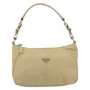 PRADA Shoulder Bag Nylon Beige Silver Auth hk3322-13