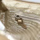 PRADA Shoulder Bag Nylon Beige Silver Auth hk3322-21