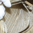 PRADA Shoulder Bag Nylon Beige Silver Auth hk3322-22